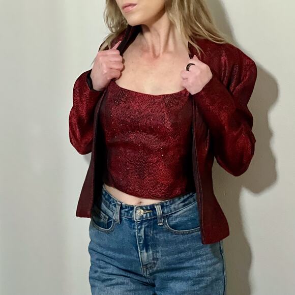 Y2K Jessica McClintock Millennium 2000 Brocade Blazer & Top Two Piece Set Size 6 - Picture 16 of 16